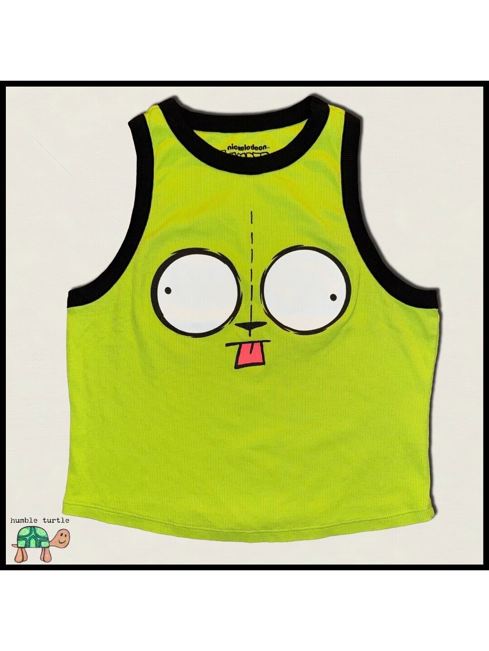 Hot Topic Nickelodeon Invader Zim GIR Big Face Ribbed Tank Top | Size Teen Large